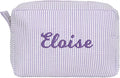 MT WORLD Cosmetic Bag Personalized Makeup Bag for Women Girls Seersucker Preppy Bridesmaid Makeup Bag Cute Aesthetic Toiletry Bag Girls Handbags Purses (Purple)