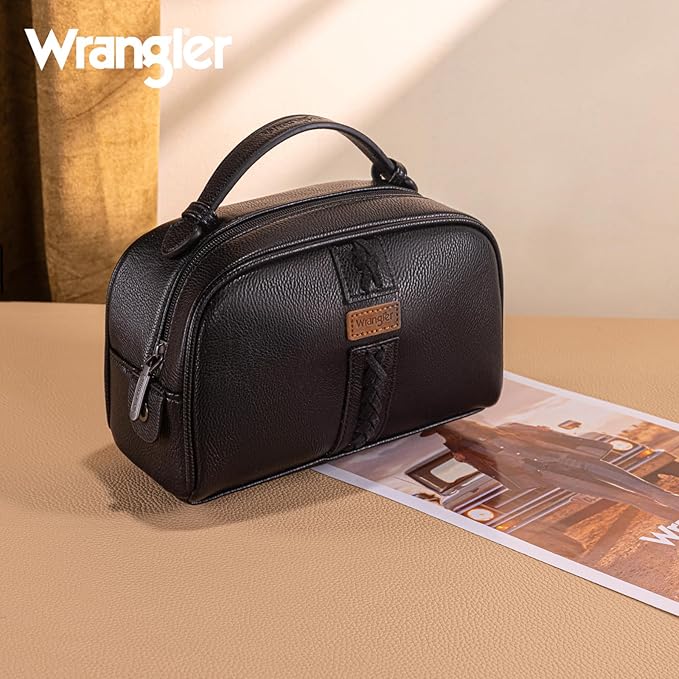 Montana West Wrangler Makeup Bags for Women Portable Toiletry Bag Small Travel Cosmetic Organizer for Gift Zipper Closure