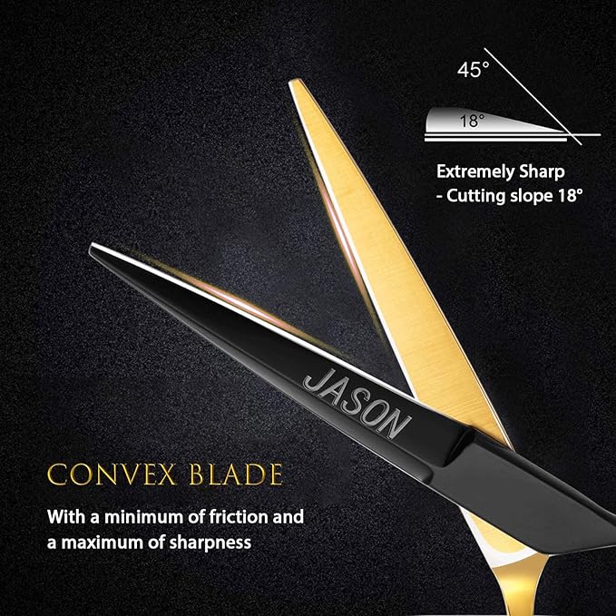 JASON 6'' Hair Cutting Scissors Professional Barber Shears 440C Japanese Stainless Steel Stylist Trimming Shear Salon Razor Edge Scissor Christmas Gift