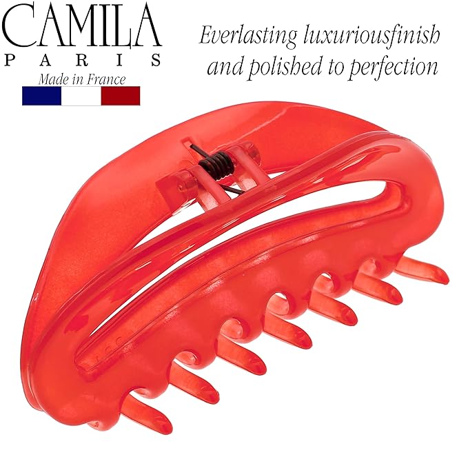 Camila Paris CP2547 French Hair Clip for Women, Red, Girls Hair Claw Clip Jaw Fashion Durable and Styling Hair Accessories for Women, Luxury Ladies Strong Hold No Slip Grip Clamp, Made in France