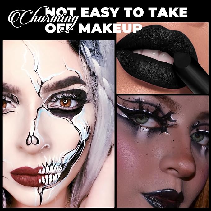 Halloween Red Lipstick Matte Body Painting Stick for Women Waterproof Long Lasting Lip Stick Gothic Zombie Vampire Cosplay Cruelty Free Lipstick, DU-Red