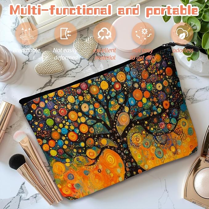 Cosmetic Bags Travel Makeup Toilet Case Waterproof Pouch for Women Girls 6.7X9.45inches - Whimsical Chromatic Arbor