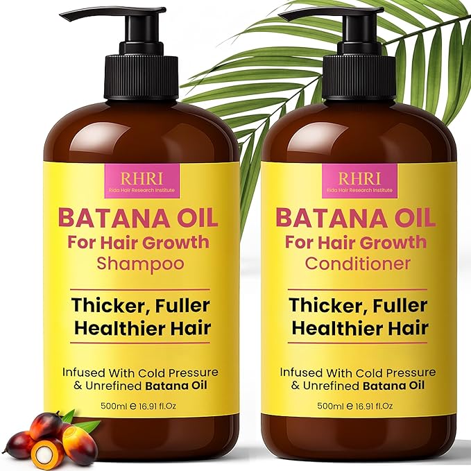 Batana Oil Shampoo and Conditioner Set | Raw Organic Batana Oil for Hair Growth | Clarifying & Thickening Treatment for Thinning Hair | Shampoo and Conditioner for Men & Women