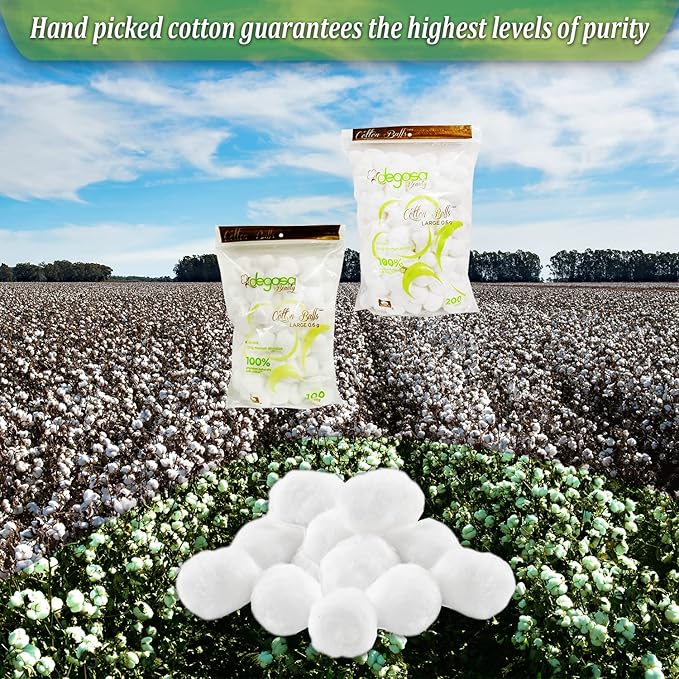 Cotton Balls for Facial Treatments, Nails and Make-Up Removal, Applying Tonics & Cleansers, Multi-Purpose Soft Natural Cotton Balls (Large 100 Count)