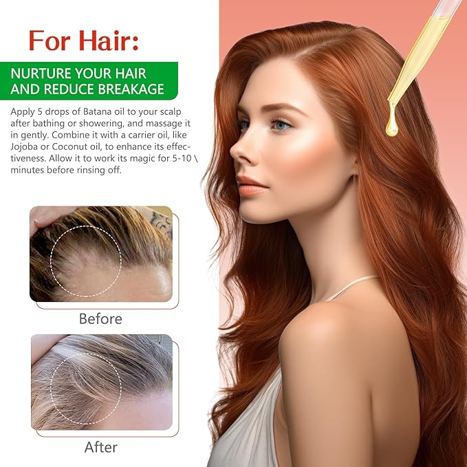 Batana Oil for Hair Growth, Eyelashes & Eyebrows,100% Pure & Natural Batana Oil for Hair Loss, Repair, Moisturizing Massage Oils for Aromatherapy,Body Oils