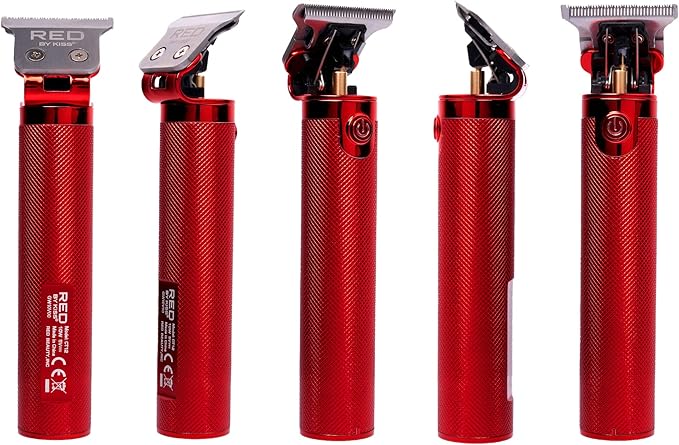 Red by Kiss Hair Trimmer for Men Precision Blade Cordless Trimmer Mens Grooming Kit (Red)