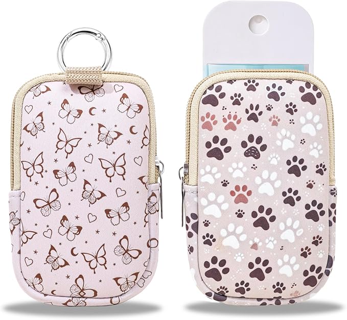 COOKOOKY 2 Pack Hand Sanitizer Spray Case Compatible with Touchland, Hand Sanitizer Holder, Mini Zippered Pouch, Small Makeup Bag for Women Friends Girls Gifts Idea