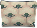 Vintage Boho Floral Pink Makeup Bag, Art Deco Floral Botanical Cosmetic Bags for Women, Boho Gifts for Women, Retro Mid Century Modern Art Zipper Makeup Pouch