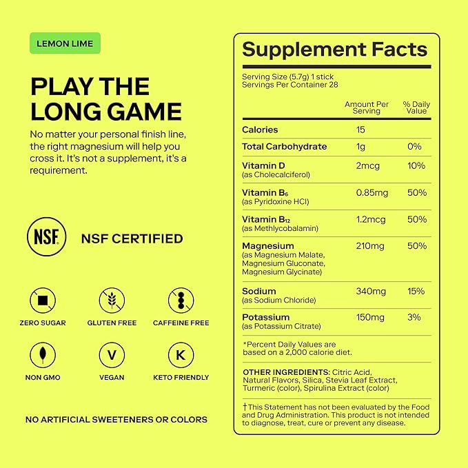 MAGNA Electrolytes Powder Drink Mix for Hydration, Energy & Focus Support with Magnesium L Threonate, Sodium, Potassium, Vitamin D, B6 & B12, Sugar Free, Lemon Lime Flavor, 7 Servings