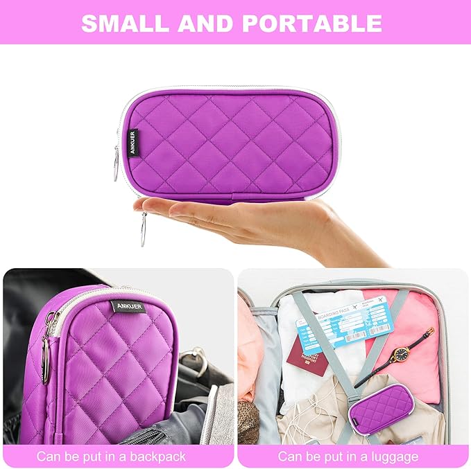 ANKUER Travel Makeup Bag for Women: Small Cosmetic Bag Organizer Cosmetic Case Pouch for Girls (Purple)