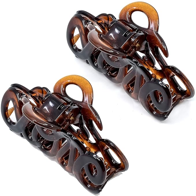 Camila Paris CP1380 2PK French Hair Clip for Women, 3.25 inch Girls Hair Claw Clips Jaw Tortoise Cellulose, Fashion Durable Styling Hair Accessories for Women, Strong Hold No Slip Grip, Made in France