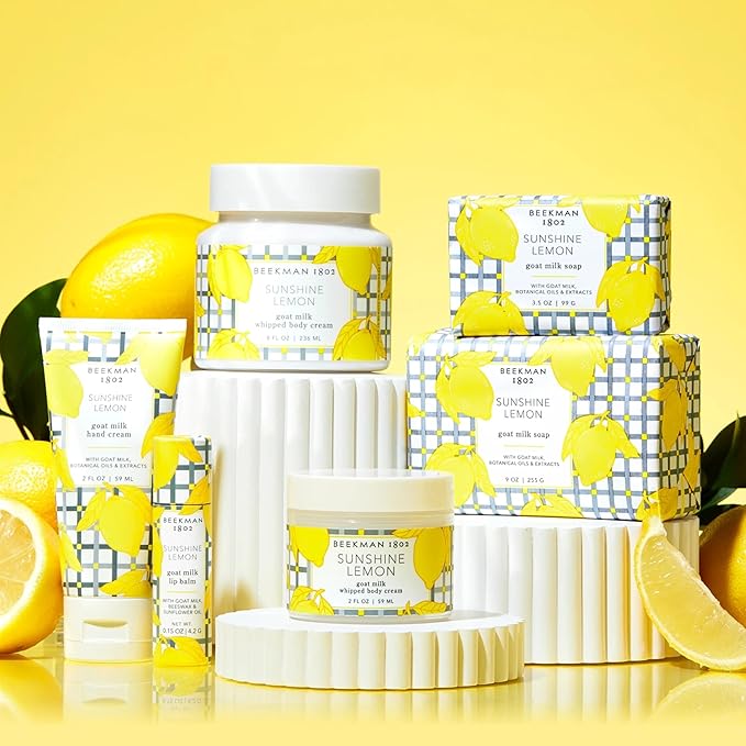 Beekman 1802 Face & Body Wipes, Sunshine Lemon Scented, 30 Count - Cleanses Dirt & Makeup, With Goat Milk, Aloe & Vitamin E - Alcohol Free, Biodegradable, Good for Sensitive Skin