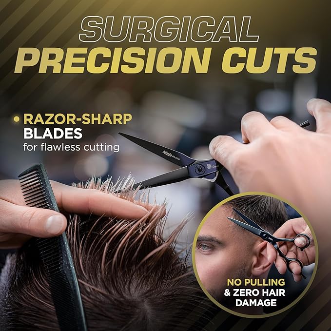 Fagaci Hair Scissors Professional Left 6” 440C Steel for Superior Precision, Extremely Sharp Blades Hair Cutting Scissors for Women & Men, Durable Sharpness Hair Shears for Hair Cutting