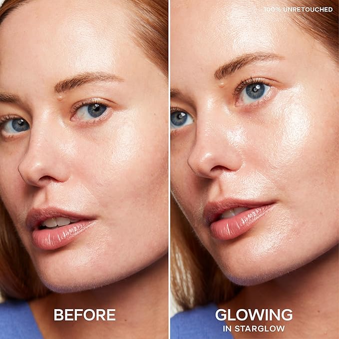 Saie Glowy Super Gel - Hydrating Makeup Primer and Illuminating Glow Serum Enriched with Vitamin C and Squalane Oil - All-Over Liquid Highlighter Makeup for Instant Glass Skin - Starglow (1 oz)