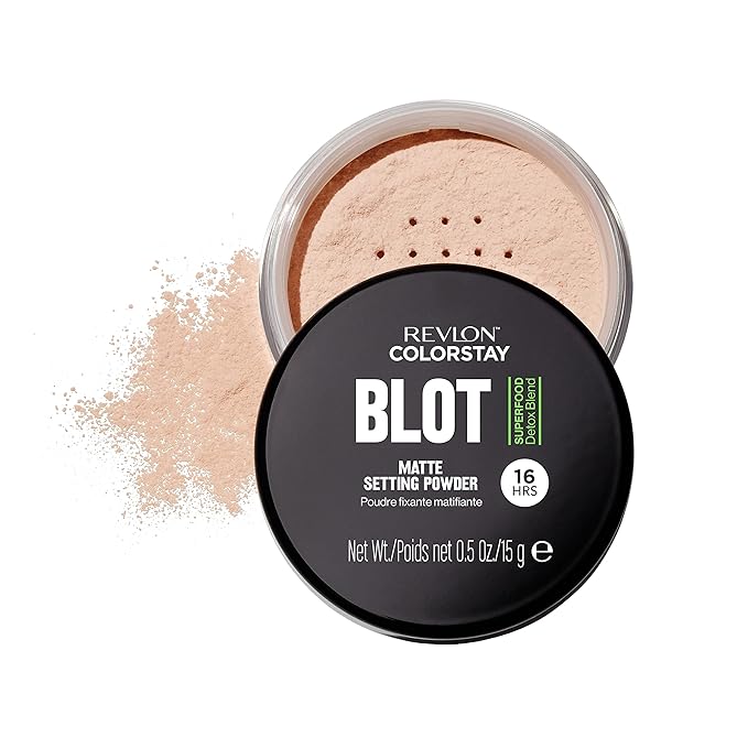 Revlon ColorStay Blot Face Powder, Mattifying, Blurring & Oil Absorbing Setting Powder, Stocking Stuffer for Her, Blurs Imperfections, 0.5 oz