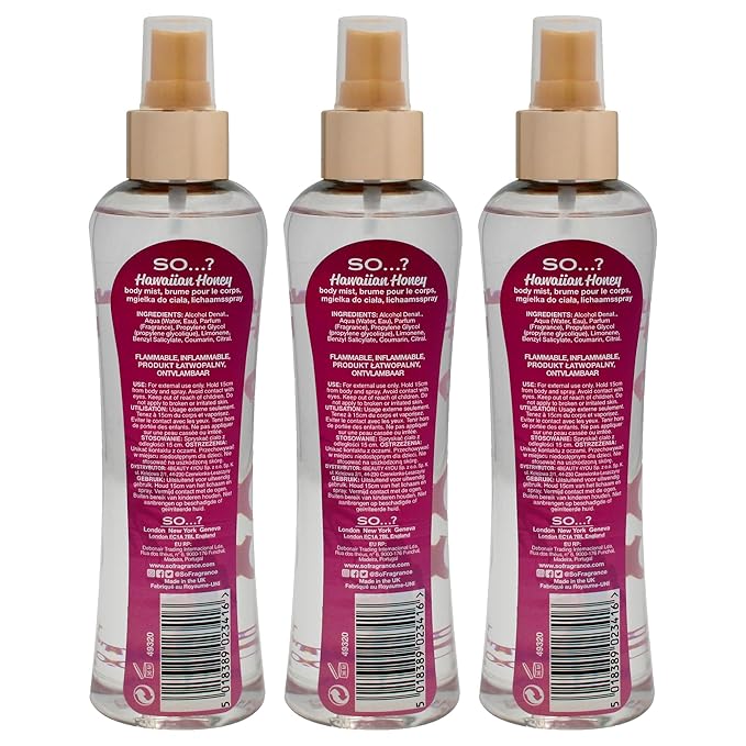 So...? Hawaiian Honey Body Mist for Women - 6.9 oz Body Mist - Pack of 3
