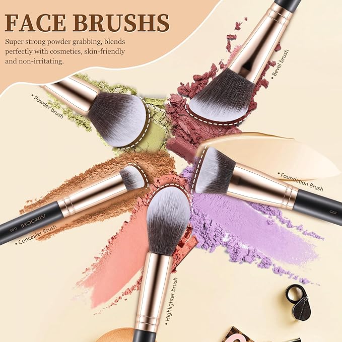 Makeup Brush Set with Black Travel Case -Premium Soft Synthetic Foundation, Contour & Eyeshadow Brushes for Liquid,Cream & Powder Blending Professional MUA Make Up Kit 11PCS