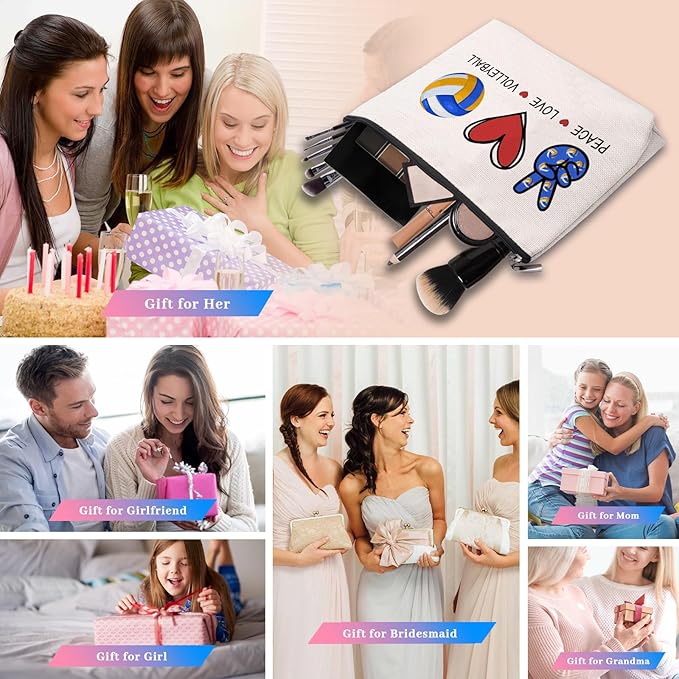 Volleyball Gifts for Women: Inspirational Makeup Cosmetic Bag, Travel Pouch