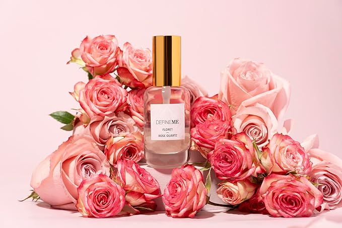 DefineMe Rose Quartz Crystal Infused Natural Perfume Mist, Floret Scent, 0.95 FL OZ, Award Winner 2024 Universal Beauty Awards