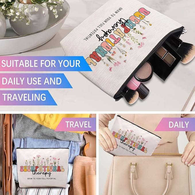 Occupational Therapy Gifts Makeup Bag, Gifts For Occupational Therapists, Ot Gifts, Boho Therapist Occupational Therapy Makeup Cosmetic Bag Zipper Pouch Travel Toiletry