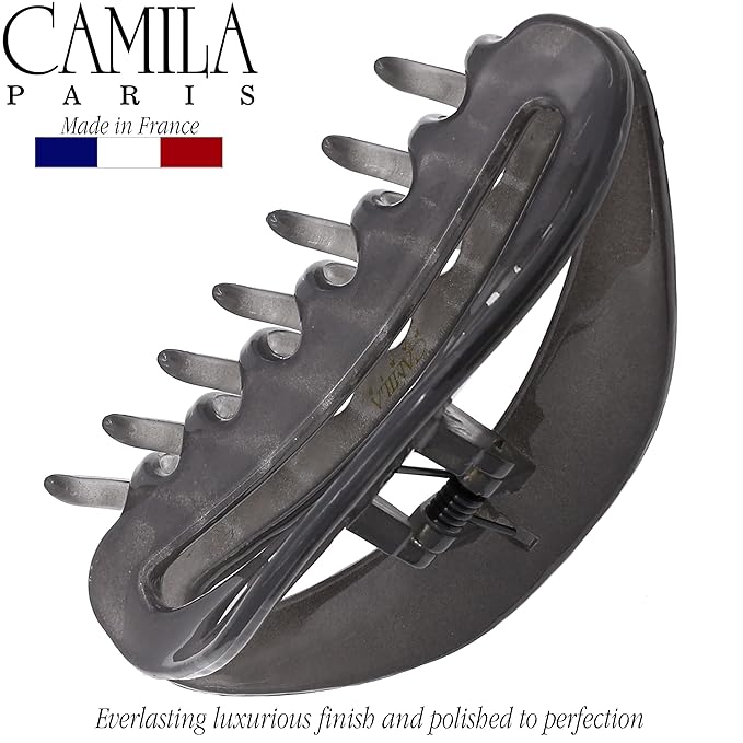 Camila Paris CP3124 French Hair Clip for Women, Gray, Girls Hair Claw Clip Jaw Fashion Durable and Styling Hair Accessories for Women, Luxury Ladies Strong Hold No Slip Grip Clamp, Made in France