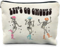 Halloween Makeup Pouch, Funny Skeleton Gothic Makeup Bag, Halloween Gifts for Women, Skull Witchy Cosmetic Pouch, Witch Stuff, Let's Go Ghouls Zipper Pouch