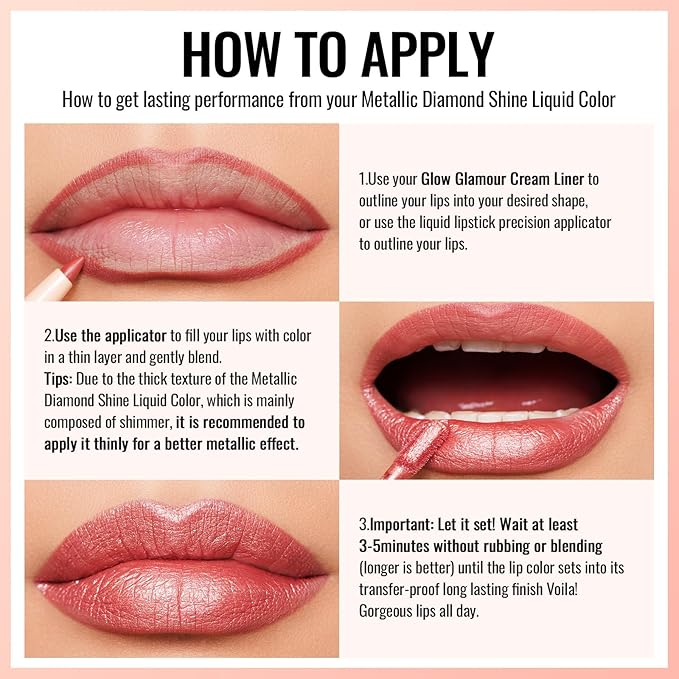 Oulac Pink Metallic Lipstick for Women, Rose Pink Lip Gloss, Lip & Eye 2 IN 1 Lip Makeup, Long Lasting Waterproof, High Impact Lip Color, Oil-Based Formula, Transfer Proof, Vegan MD04