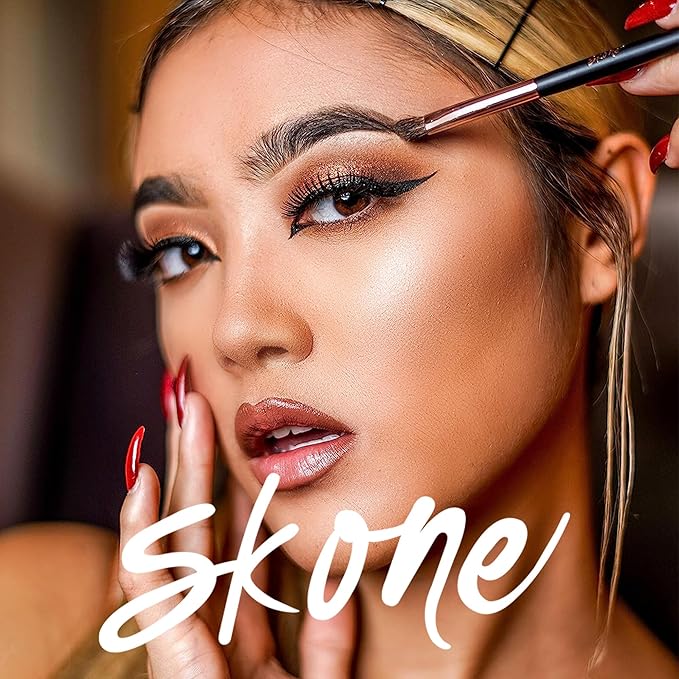 Skone Cosmetics Angle Shadow Brush - Luxe Premium Rose Gold and Synthetic Black Eye Shadow Angle Brush - Professional Grade Nylon Angled Shading Eyeshadow Brush - Angled Brush Eye Makeup Tool For Blending Shadow Creases and Corners - Cruelty Free Makeu...