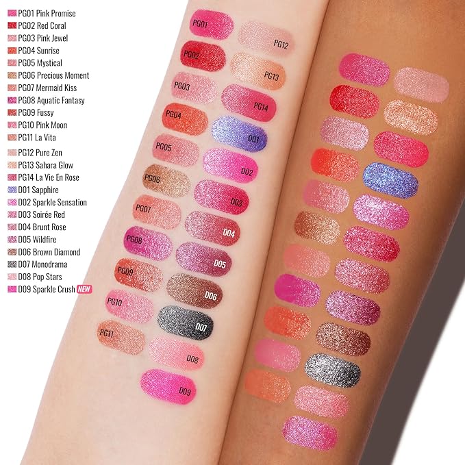 Oulac Blue Purple Glitter Lipstick, Infinity High Shine Finish, Hydrating Lip Color Infused with Damask Rose Oil for All-Day Comfort, Gluten-Free Vegan Beauty, D01 Sapphire