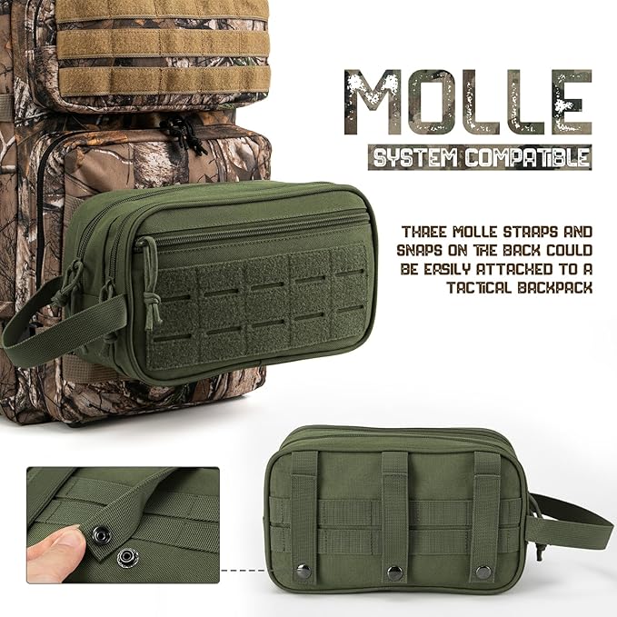 QT&QY Tactical Toiletry Bag For Men Hygiene Bag EDC Military Tool Molle Pouches Small Dopp Kit Mens Shaving Kit Travel shower Bags