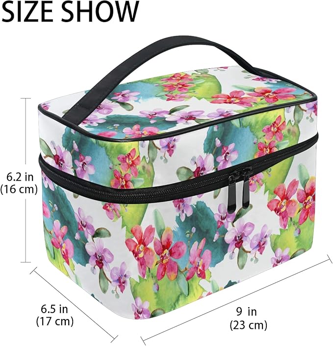 Makeup Bag, Hand Painted Orchid Travel Makeup Organizer Bag Cosmetic Cases Toiletry Bags for Girl Women Ladies