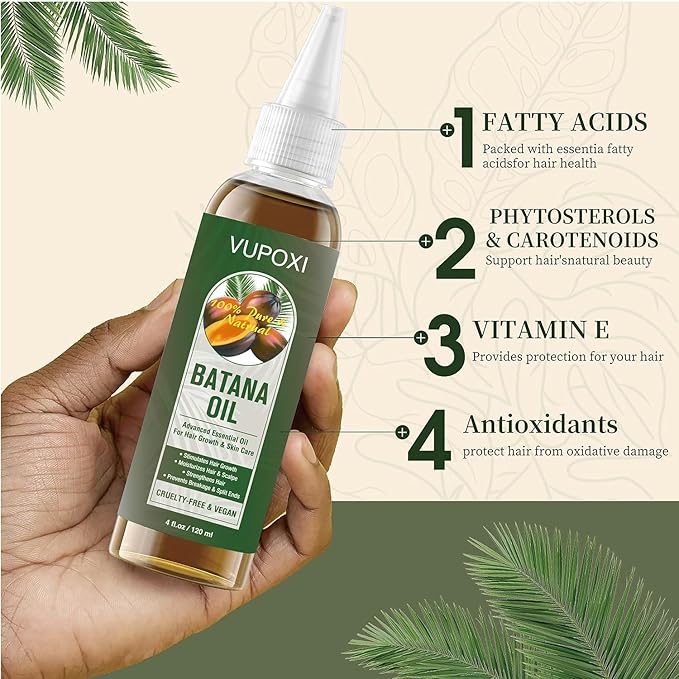 Batana Oil for Hair Growth | Dr. Sebi approved | Sourced from Honduras | Eliminates Split Ends | Prevents Hair Loss | Promotes Hair Thickness | 100% Natural Organic Hair Oil - 4 fl oz