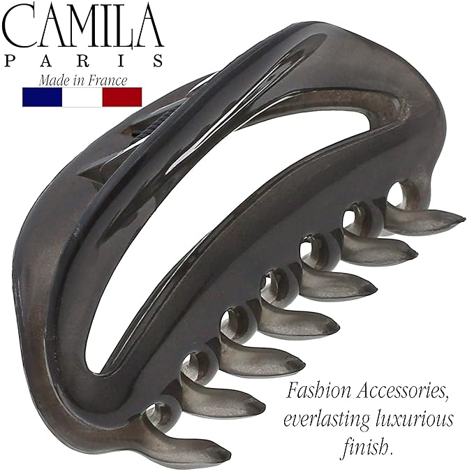 Camila Paris CP3080 French Hair Clip for Women, Gray, Girls Hair Claw Clip Jaw Fashion Durable and Styling Hair Accessories for Women, Luxury Ladies Strong Hold No Slip Grip Clamp, Made in France