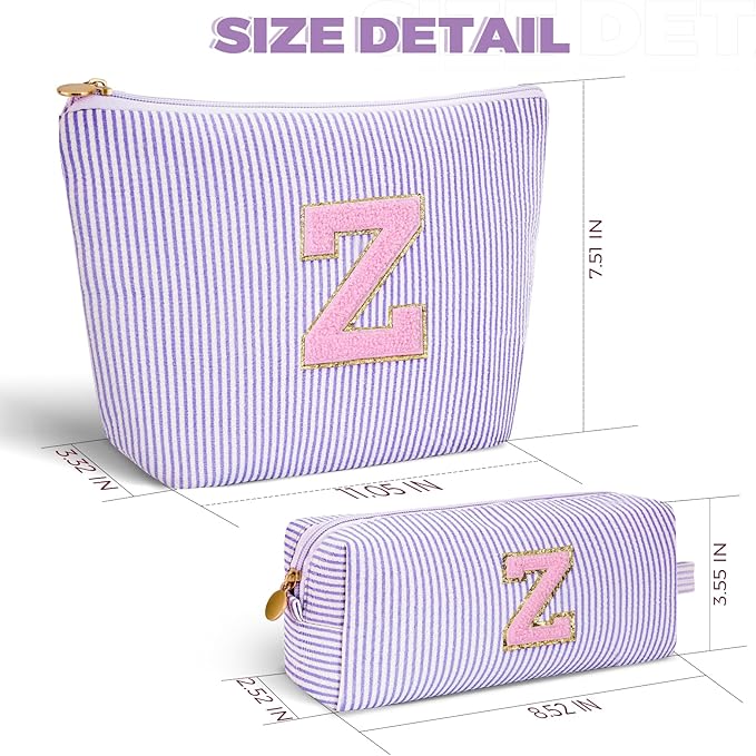 Personalized Makeup Bag for Women Girls - Fashion Cosmetic Bag Trendy Travel Toiletry Bag with Initials Letter - Teen Gifts - Lavender,Z