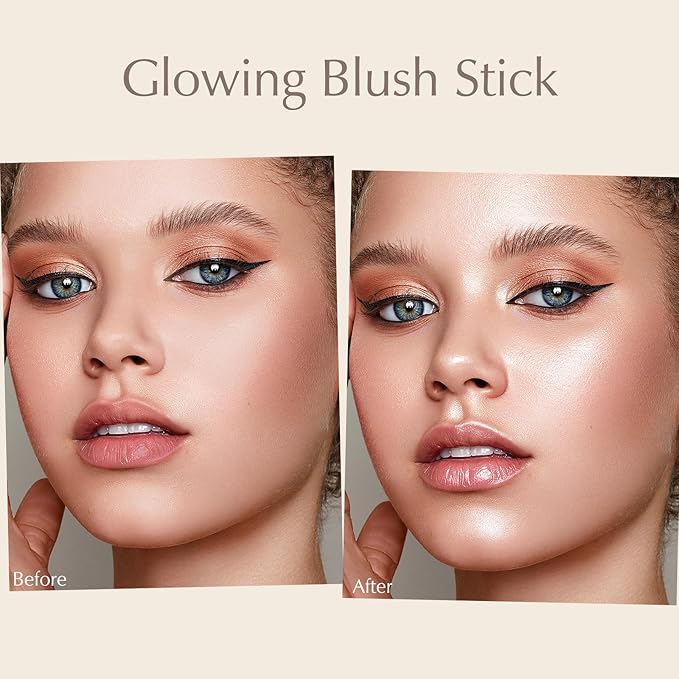 Clear Highlighter Stick, Glowing Cream Blush Highlighter Makeup Multi-Use for Cheeks Lips Body, Hydrating Lightweight Iluminadores De Maquillaje Translucent Buildable Watercolor Face Balm Stick