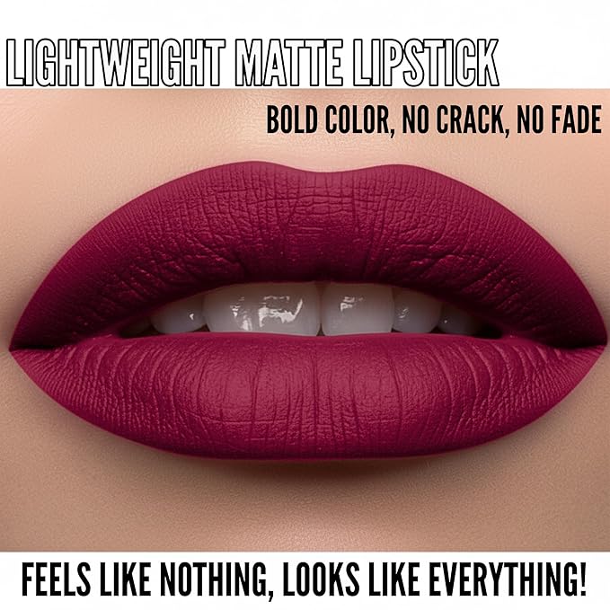 Mynena Berry Red Long Lasting Lipstick for Women Waterproof & Transfer-Proof | Hydrating with Shea Butter | Bold Pigment Intense Matte Color Lip Stain | Talc-Free & Vegan Product that Performs | Lisy