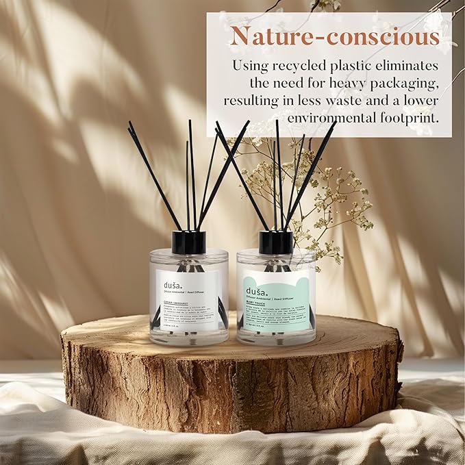 Duša Babies Reed Diffuser & Sticks - 5 Fl Oz Essential Home Fragrance Decor for Bathroom, Office & Living Spaces –Stylish & Long-Lasting Room Air Freshener -Ideal for Housewarming & Special Occasions