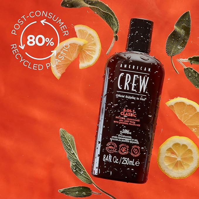 American Crew Shampoo, Conditioner & Body Wash for Men, 3-in-1, 3.3 Fl Oz