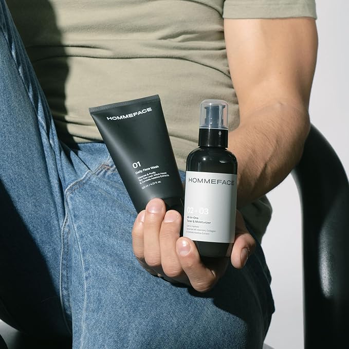 HOMMEFACE Men’s All-in-One Face Toner & Moisturizer, 5.07 fl oz - Lightweight, Alcohol-Free, After Shaving - Korean Skincare Technology with Collagen, Ceramide & Witch Hazel