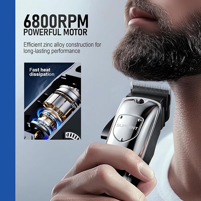 SUPRENT Cordless Hair Clippers for Men Professional Hair Cutting Trimmer with LED Display Trimmer for Barbers & Home Use