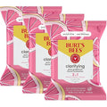 Burt's Bees Stocking Stuffers, Pink Grapefruit Face Wipes, for All Skin Types, Hydrating Makeup Remover & Facial Cleansing Towelettes, Skin Care Christmas Gifts, 30 Ct. (3-Pack)
