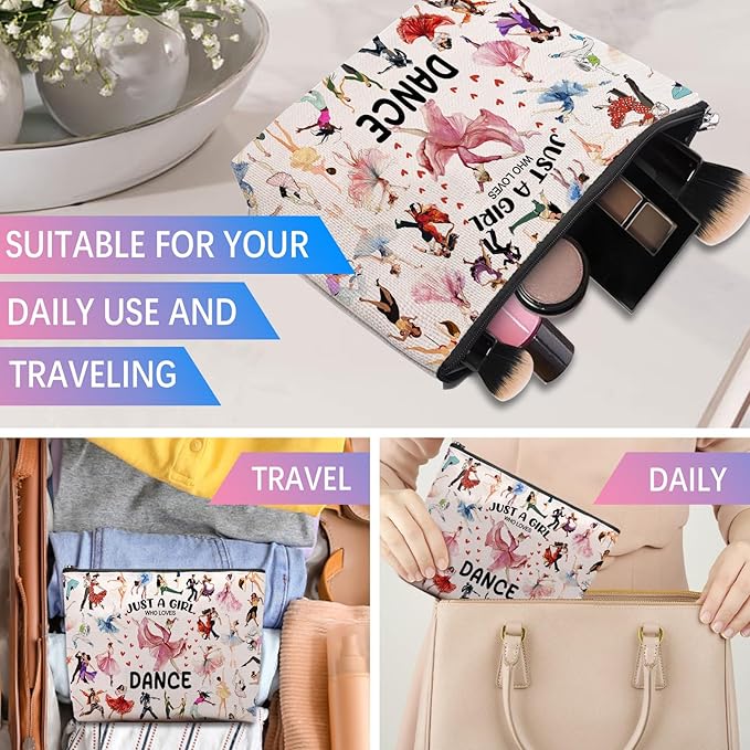 Dance Gifts Dance Makeup Bag, Dance Recital Gifts for Dancer, Birthday Gifts for Dance Lover Teacher Women, Dance Stuff Cosmetic Bag Toiletry Bag Pouch