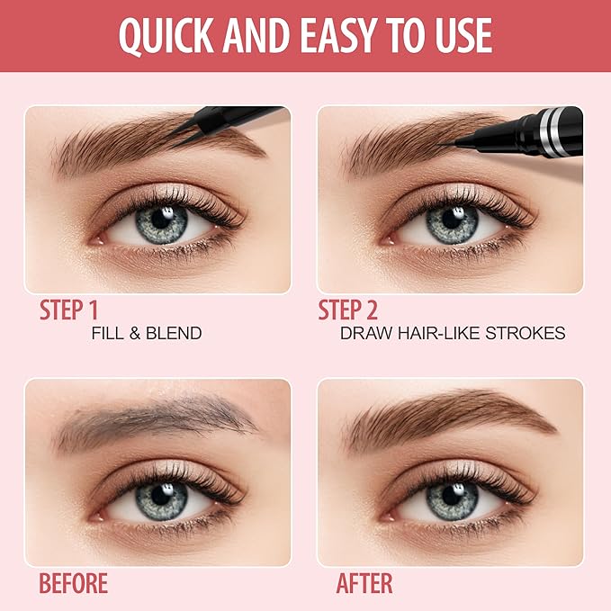 Eyebrow Pencil, 2-in-1 Waterproof Eyebrow Pen, with 2 Tip Microblading Eyebrow Pencil and Ultra-Precise Brow Pencil, with Eyebrow Brush, Eyebrow Pencils for Women, Natural Hair-Like Brows - Espresso
