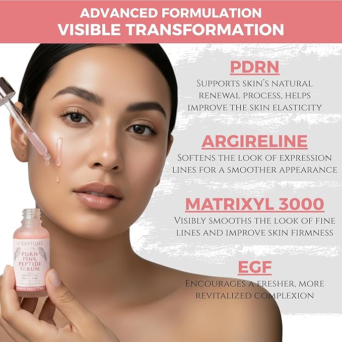 PDRN Pink Peptide Serum with Salmon DNA, EGF, Argireline & Matrixyl 3000 – Pink PDRN Serum Skin Care for Glowing Skin – Anti-Aging, Hydrating, Brightening Skincare with Argireline Peptide Matrixyl