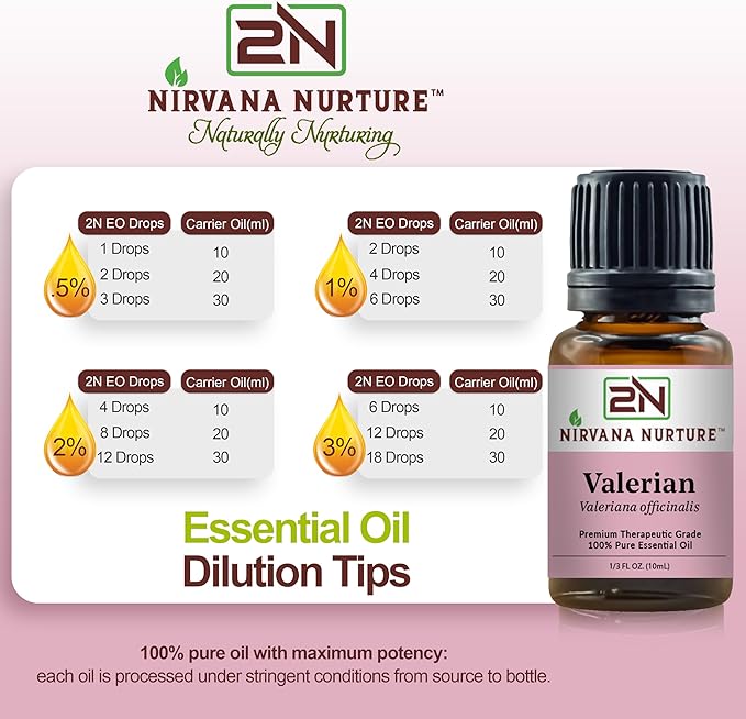 Valerian Essential Oil 100% Pure Premium Therapeutic Grade, Undiluted - Aromatherapy Diffuser for Calm and Relaxation, Skin Care, Hair Care