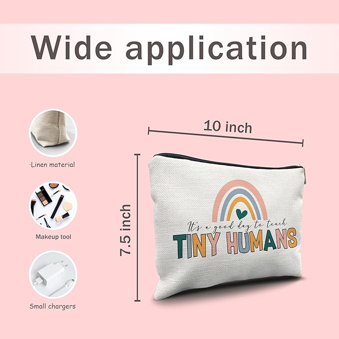 Nogrit Teacher Makeup Cosmetic Bag,It's a Good Day to Teach Tiny Humans Makeup Travel Toiletry Bag,Teacher Appreciation Gifts,Back to School Gifts for Teachers,Thank You Gifts for Teachers