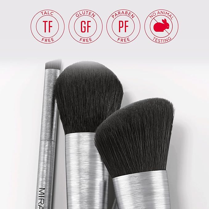 Mirabella Contouring Blush Brush, Premium Professional Makeup Brush Collection, Cruelty-Free Synthetic Bristle Brush with Hand-Sculpted Brushed Aluminum Handle, Luxury Blending Brush for Makeup