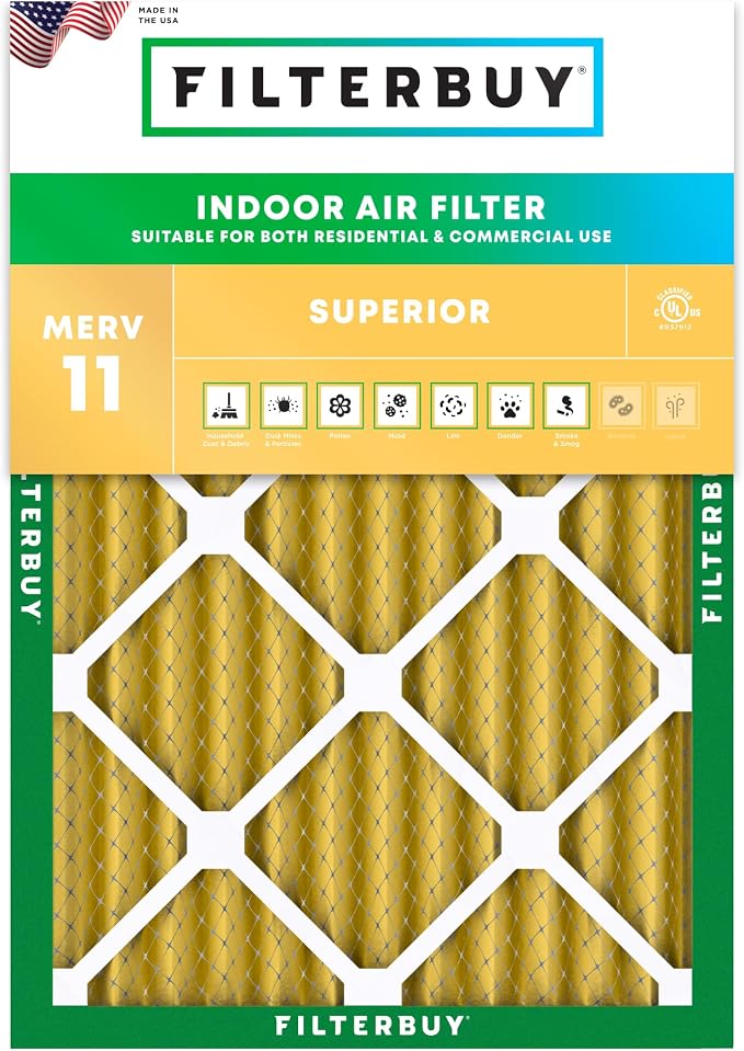 Filterbuy 16x20x2 Air Filter MERV 11 Superior Pet & Allergy Defense, by Filterbuy