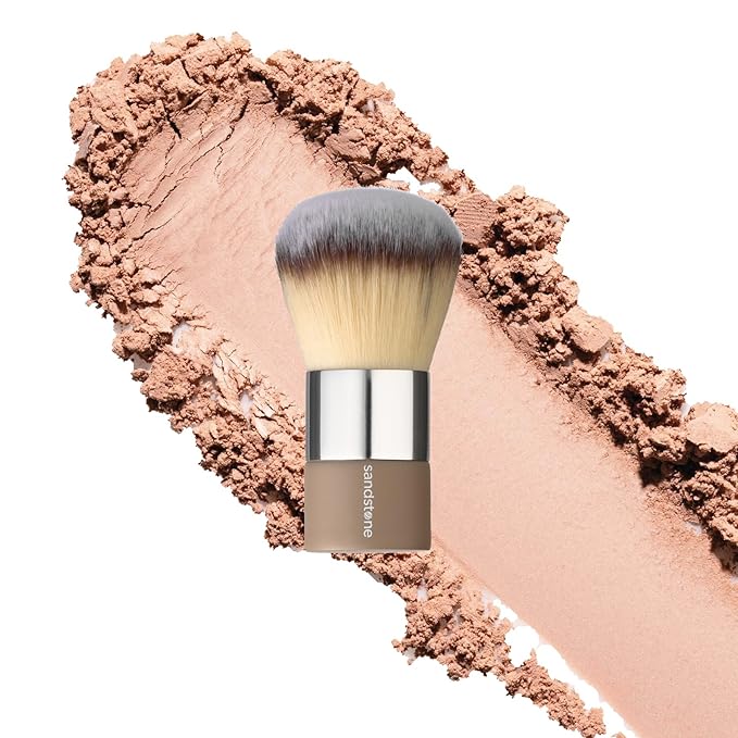 Sandstone Scandinavia Soft Collection Makeup Brush - Professional Premium Kabuki brush for applying and blending loose and compact powder and liquid foundation. Vegan ultra soft bristles.