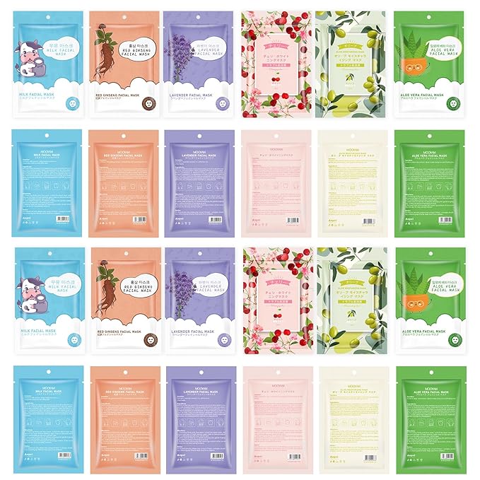 6 Sheets Face Masks Skincare for All Skin Types, Spa Party Facial Mask Skincare, Moisturize Sheet Masks Skin Care,Hydrating Face Masks Suitable for Sensitive Skin, Facial Mask for Women Skin Care